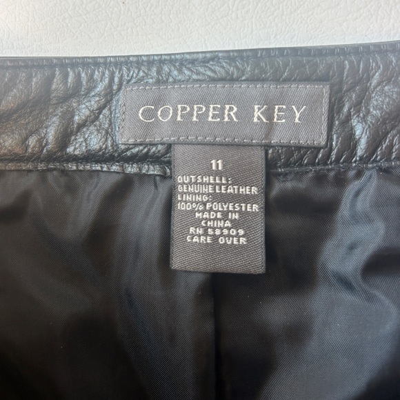 Copper Key Black Genuine Leather Straight Leg Pants Size 11 - Picture 5 of 9